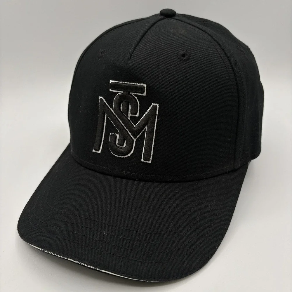 Monastery Couture Hat Logo Strap Back One Size Black Adjustable Baseball Cap Men